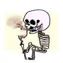 sad skeleton smoking a cigeratte tattoo design idea
