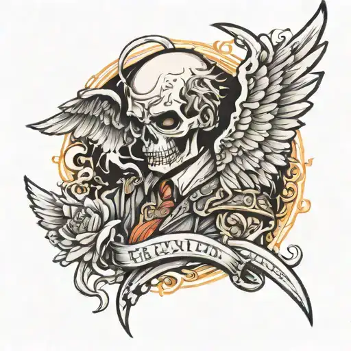 emotional gangster angel tattoo design idea