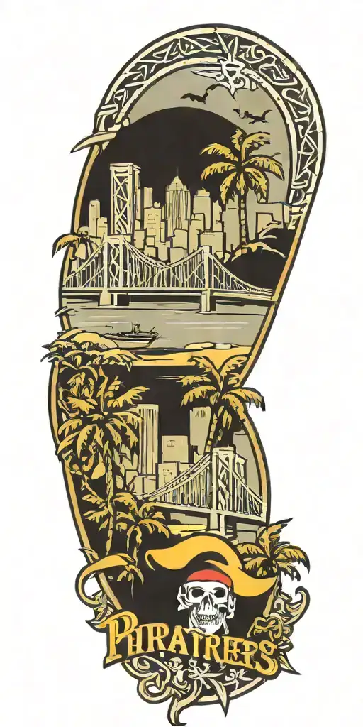 Pittsburgh Pirates emblem, Pittsburgh Bridge, Pittsburgh Skyline, USA Wrestling emblem, Palm Trees tattoo design idea