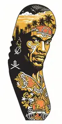 Pittsburgh Pirates P, Roberto Clemente Bridge, Pittsburgh Skyline, USA Wrestling emblem, Palm Trees tattoo design idea