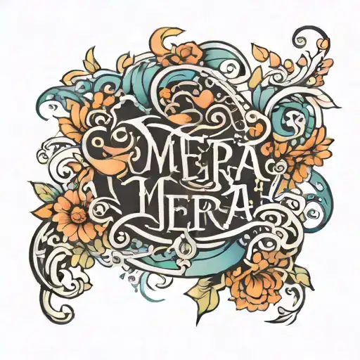 Typography of the name MEERA tattoo design idea