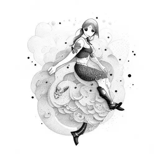 girl riding a bomb tattoo design idea