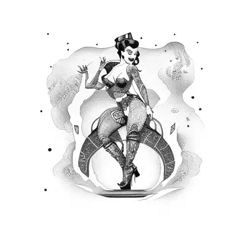 pinup girl riding a bomb tattoo design idea