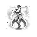 pinup girl riding a bomb tattoo design idea