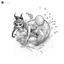 pinup girl riding a bomb tattoo design idea