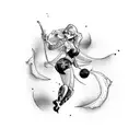 pinup girl riding a bomb tattoo design idea