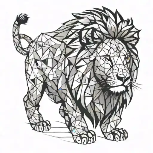 lion male with a compass tattoo design idea