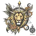 lion and compass tattoo design idea
