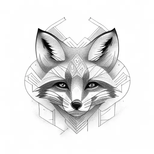 number 7 and fox tattoo design idea