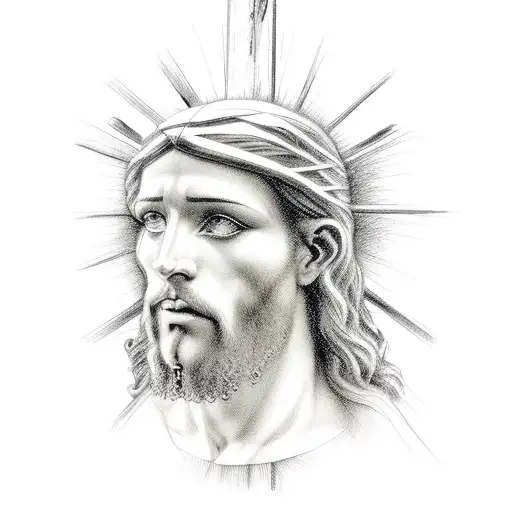 jesus, crucifixion, face,  agamograph tattoo design idea