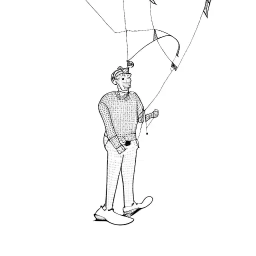 a man holding a kite in the Disneyworld tattoo design idea