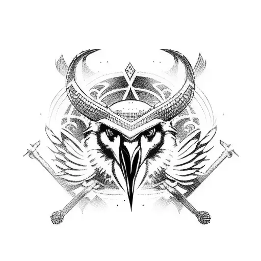 Raven and norse runs for head tatto tattoo design idea