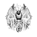 Raven and norse runs for head tatto tattoo design idea