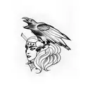 Raven and norse runs for head tatto tattoo design idea
