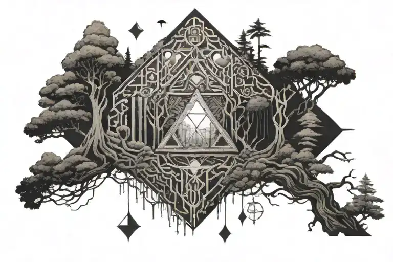 the legend of Zelda hidden forest tree sacred tattoo design idea