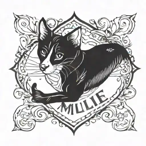 "millie" with love heart shape surrounded tattoo design idea