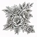 Birth flowers tattoo for her children on her thigh son Raylin January birth son Waylon January birth son Grayson Novembe tattoo design idea