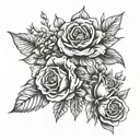 Birth flowers tattoo for her children on her thigh son Raylin January birth son Waylon January birth son Grayson Novembe tattoo design idea