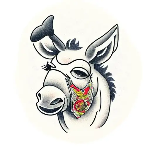 drunk donkey with Stella bier glass tattoo design idea