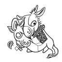 drunk donkey with Stella bier glass tattoo design idea