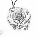 Rosary necklace wraped around a watch with roses in the background tattoo design idea