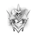 axe head with blade facing front tattoo design idea