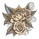 Rose with the name Kara and Aster with the name Ezra tattoo design idea