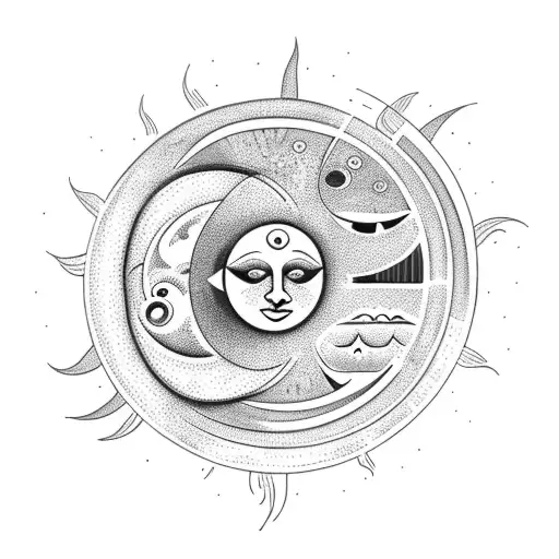 Sun and Moon tattoo design idea