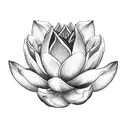 A black-grey tattoo of an oleander flower with delicate lotus lily petals tattoo design idea