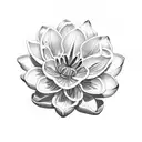 A black-grey tattoo of an oleander flower with delicate lotus lily petals tattoo design idea