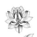 A black-grey tattoo of an oleander flower with delicate lotus lily petals tattoo design idea