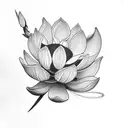 A black-grey tattoo of an oleander flower with delicate lotus lily petals tattoo design idea