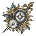 globe compass cross tattoo design idea