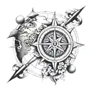 globe compass cross tattoo design idea