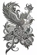 Pheonix Rose with fire tattoo design idea