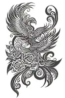 Pheonix Rose with fire tattoo design idea