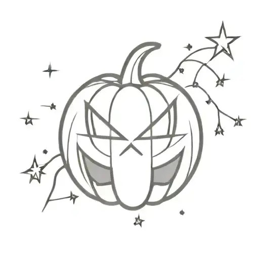 Jack o lantern with and sparkles around it luminous points tattoo design idea