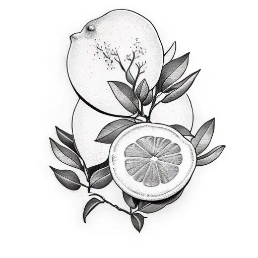 A lemon tree cover with spanish jasmine tattoo design idea