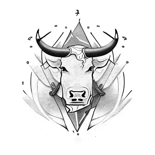 A unique tattoo design featuring a bull and a sword intertwined with elements of spicy food in a black-grey style tattoo design idea