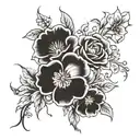 Flowers that represent the months of our four family members birthdays. January, March, October, January tattoo design idea