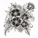 Flowers that represent the months of our four family members birthdays. January, March, October, January tattoo design idea