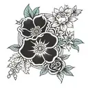 Flowers that represent the months of our four family members birthdays. January, March, October, January tattoo design idea