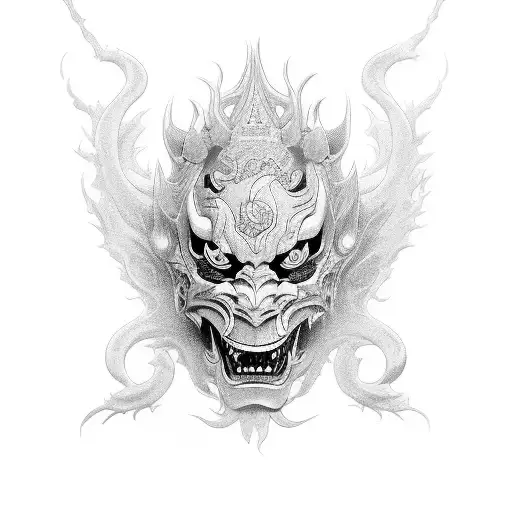 Hannya mask tattoo design idea