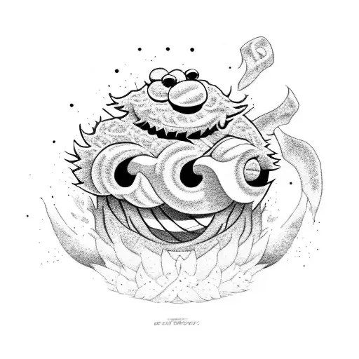 cookie monster mma fighter tattoo design idea