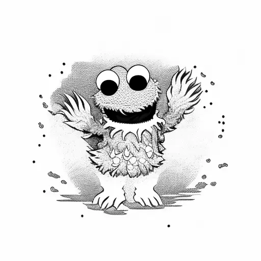 cookie monster fighter tattoo design idea