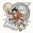 gear 5 Luffy the moon clouds lightning sun wu kong tattoo design idea
