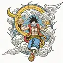 gear 5 Luffy the moon clouds lightning sun wu kong tattoo design idea