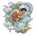 gear 5 Luffy the moon clouds lightning sun wu kong tattoo design idea
