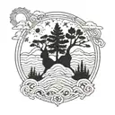 Vermont mountains tree of life waves paw prints sun moon  tattoo design idea