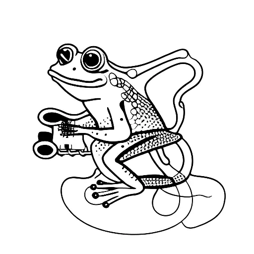 A frog playing the saxophone tattoo design idea